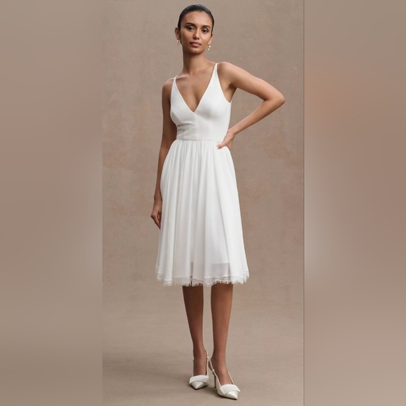 Dress the Population Dresses & Skirts - Dress The Population, Alicia Chiffon A-Line Dress, Ivory, Size Small - NWT!!